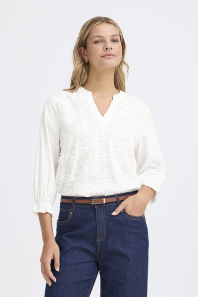 Fransa Obbie Broderie Anglaise Applique Floral Blouse