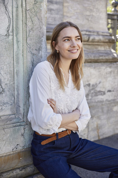 Fransa Obbie Broderie Anglaise Applique Floral Blouse