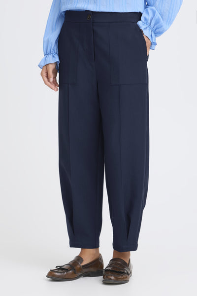Fransa Abigail Cuff Tailored Trousers - Navy