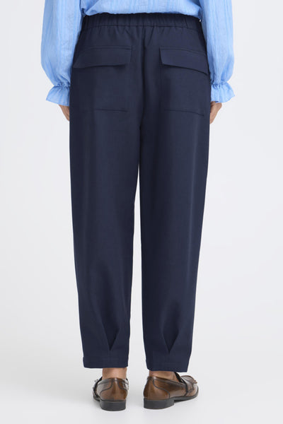 Fransa Abigail Cuff Tailored Trousers - Navy