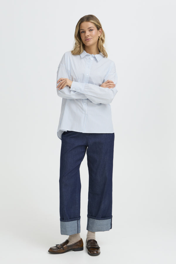 Fransa Za Classic Oversized Stripe Shirt