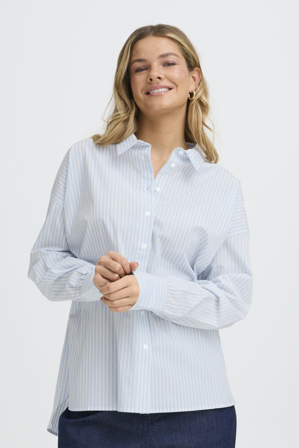 Fransa Za Classic Oversized Stripe Shirt