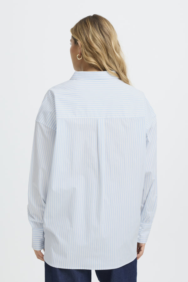 Fransa Za Classic Oversized Stripe Shirt