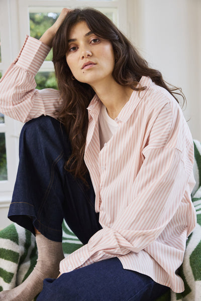 Fransa Za Soft Pink Stripe Shirt