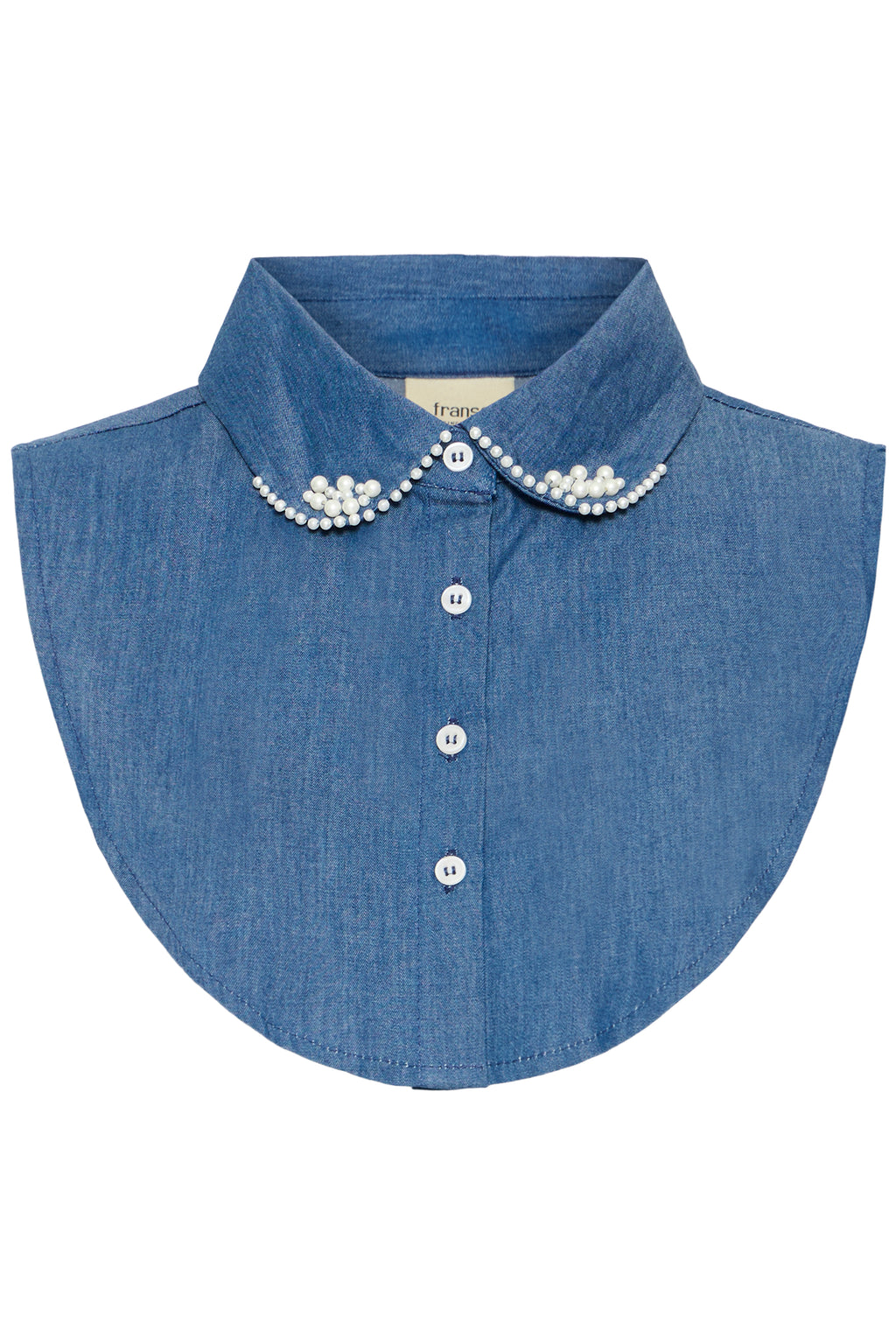 Fransa Claire Denim Pearl Collar – Denim Blue