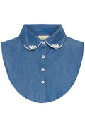 Fransa Claire Denim Pearl Collar – Denim Blue