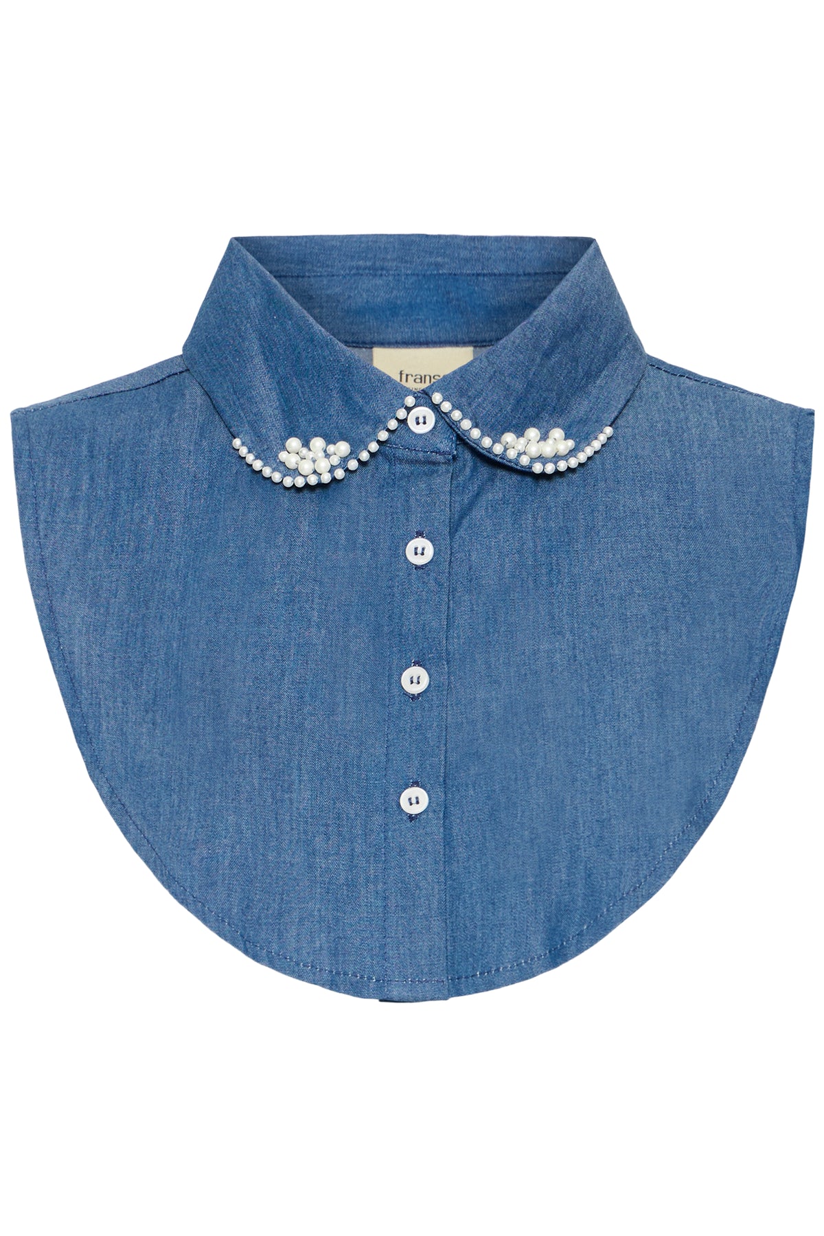 Fransa Claire Denim Pearl Collar – Denim Blue