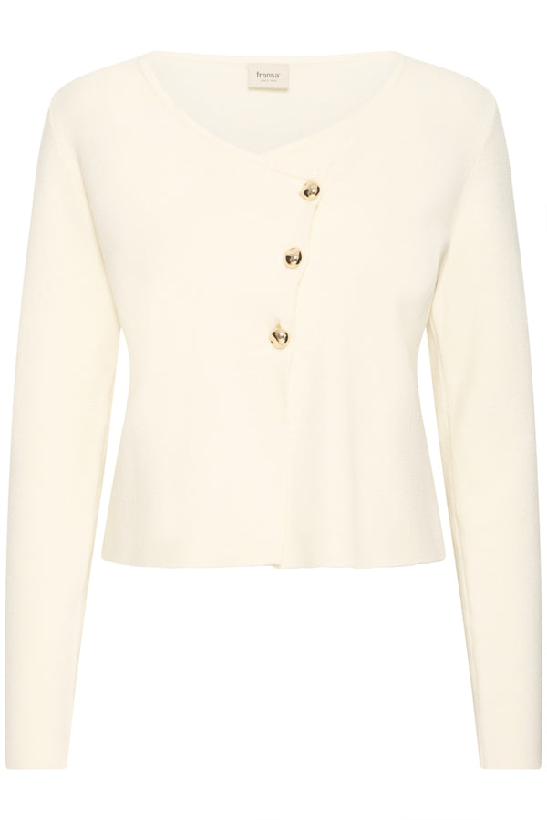 Fransa Novella Gold Button Asymmetric Cardigan