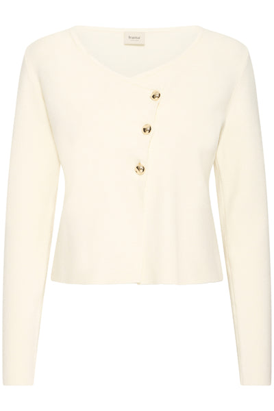Fransa Novella Gold Button Asymmetric Cardigan