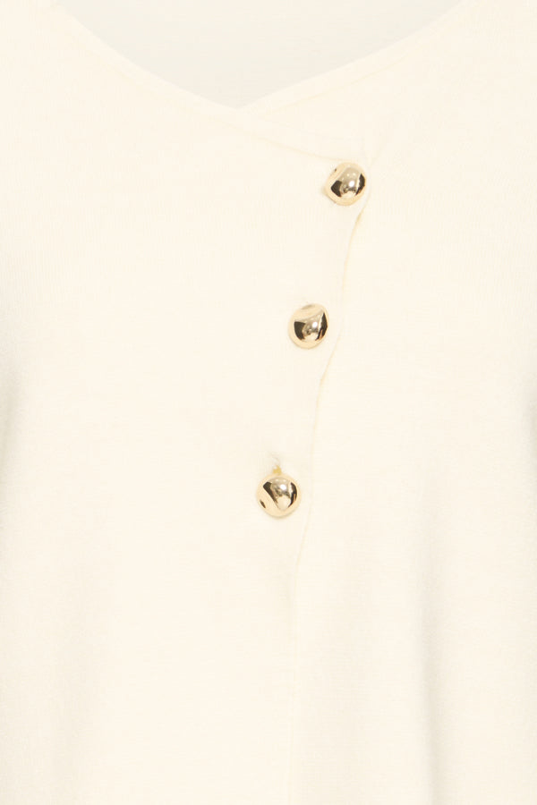 Fransa Novella Gold Button Asymmetric Cardigan