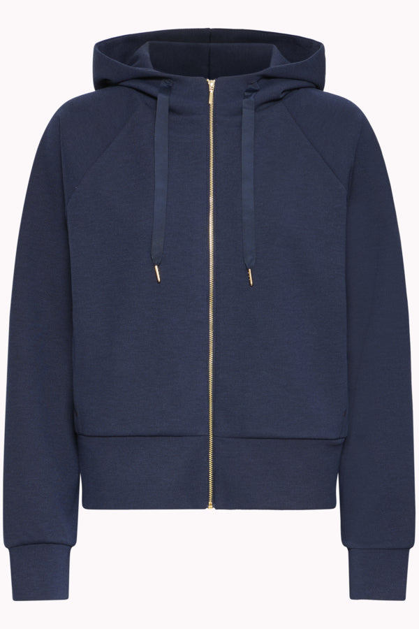 Fransa Priya Hooded Zip Soft Jacket - Navy