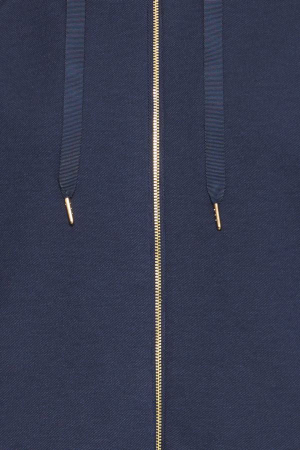Fransa Priya Hooded Zip Soft Jacket - Navy