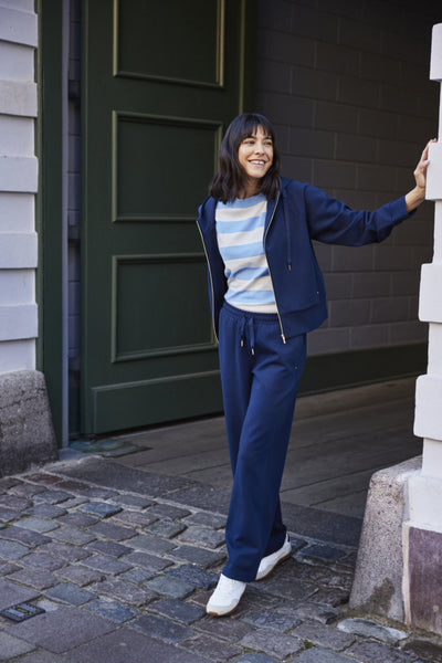 Fransa Priya Hooded Zip Soft Jacket - Navy