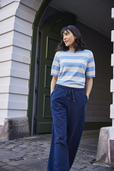 Fransa Priya Wide Leg Soft Trousers - Navy