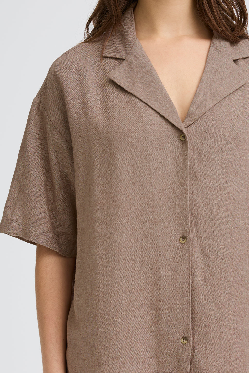 Fransa Jett Soft Linen Blend Button Front Shirt