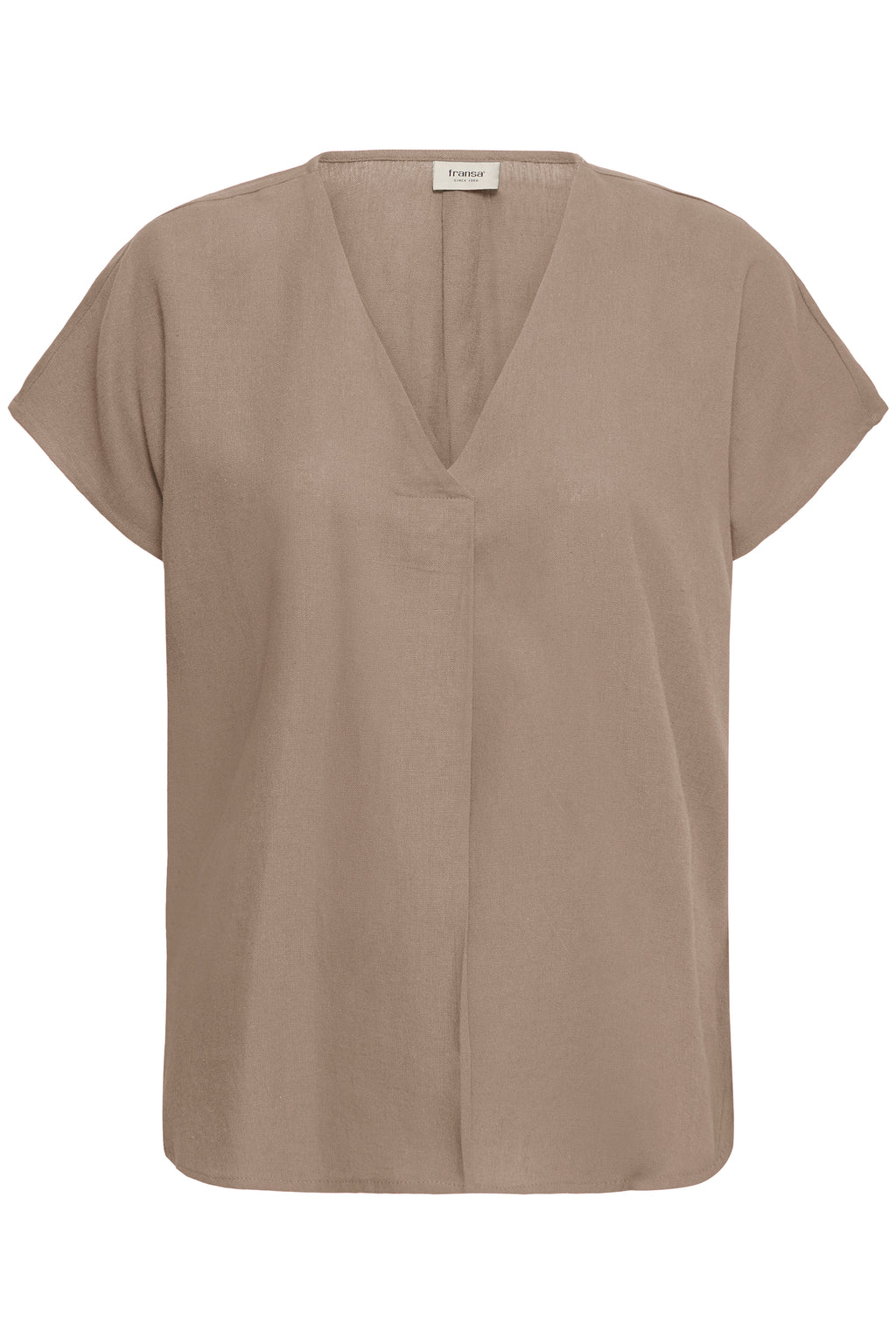 Fransa Jett V-Neck Soft Linen Blend Blouse