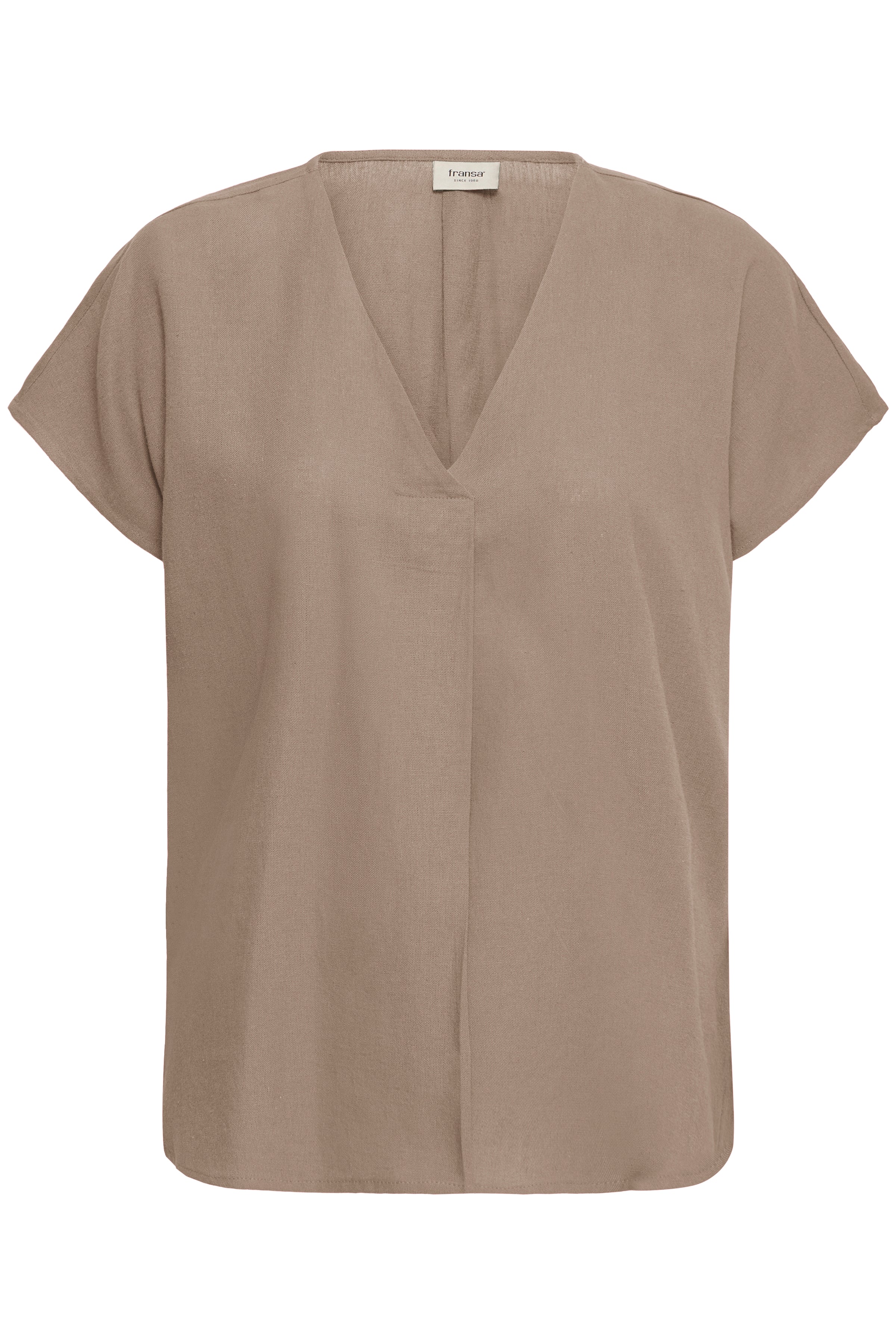 Fransa Jett V-Neck Soft Linen Blend Blouse