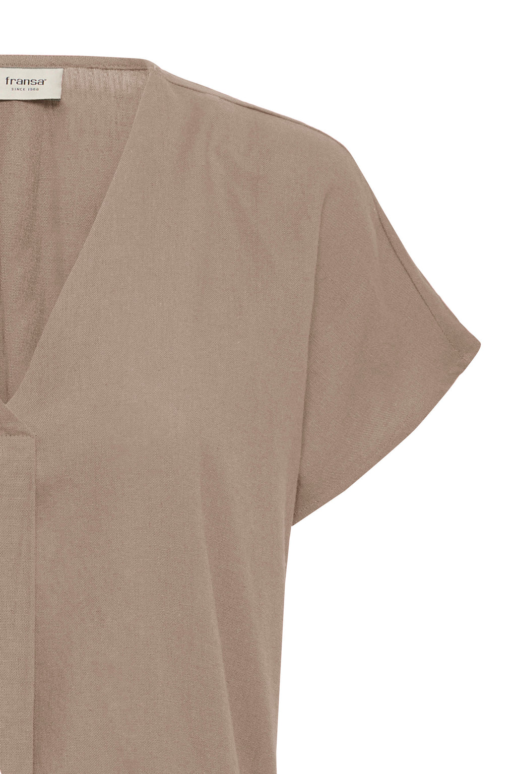 Fransa Jett V-Neck Soft Linen Blend Blouse