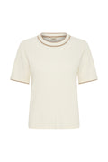 Fransa Lauren Contrast Edge Cable Knit Top - Cream