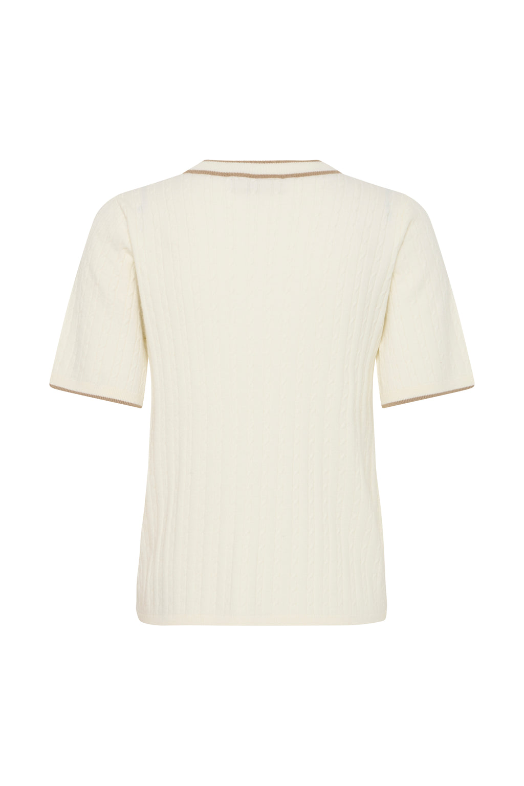 Fransa Lauren Contrast Edge Cable Knit Top - Cream