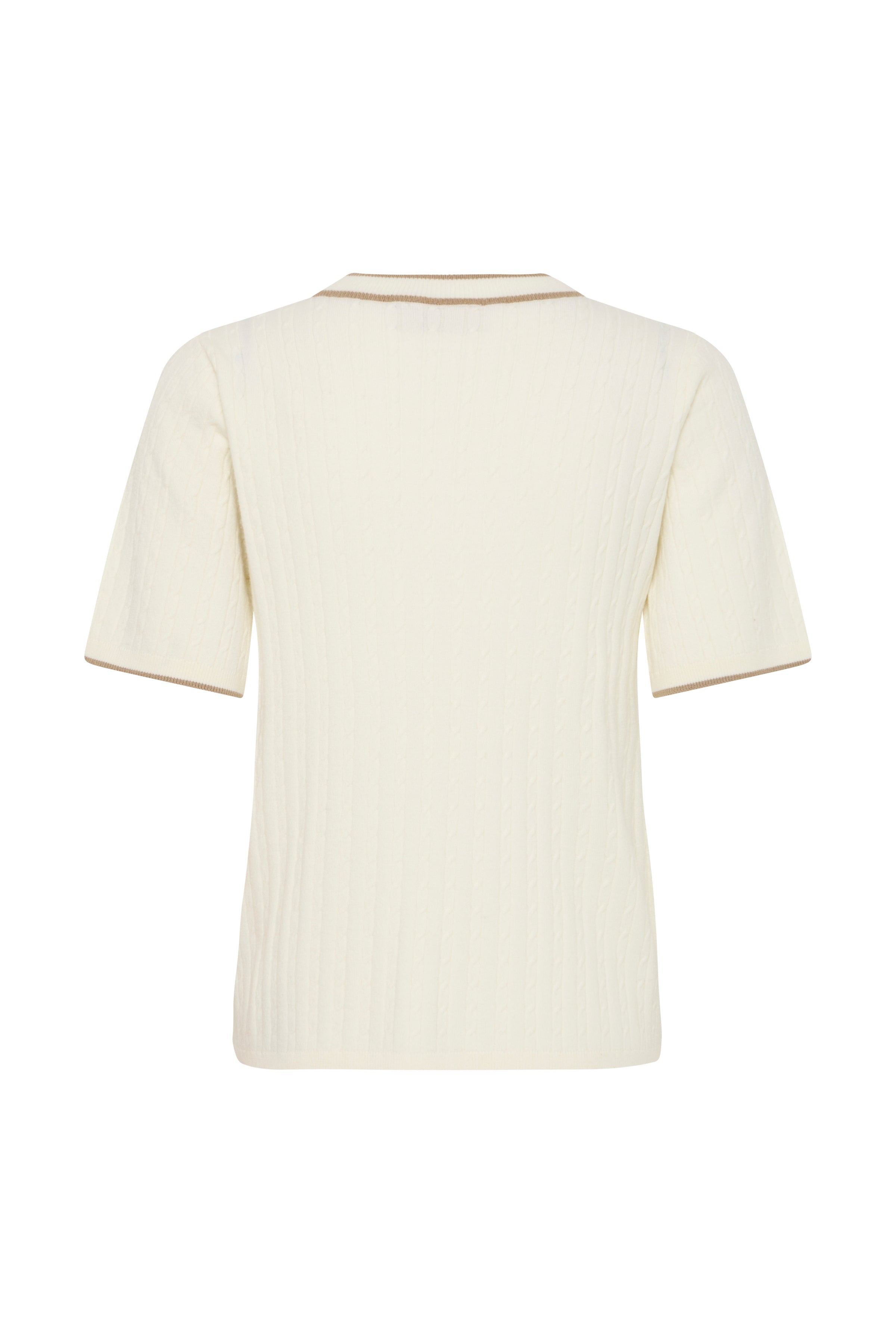 Fransa Lauren Contrast Edge Cable Knit Top - Cream