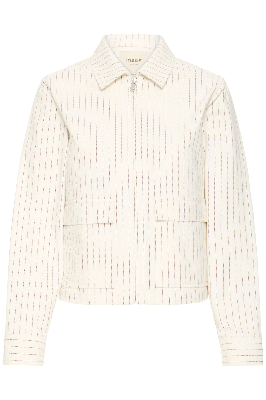Fransa Inez Boxy Pinstripe Zip Jacket