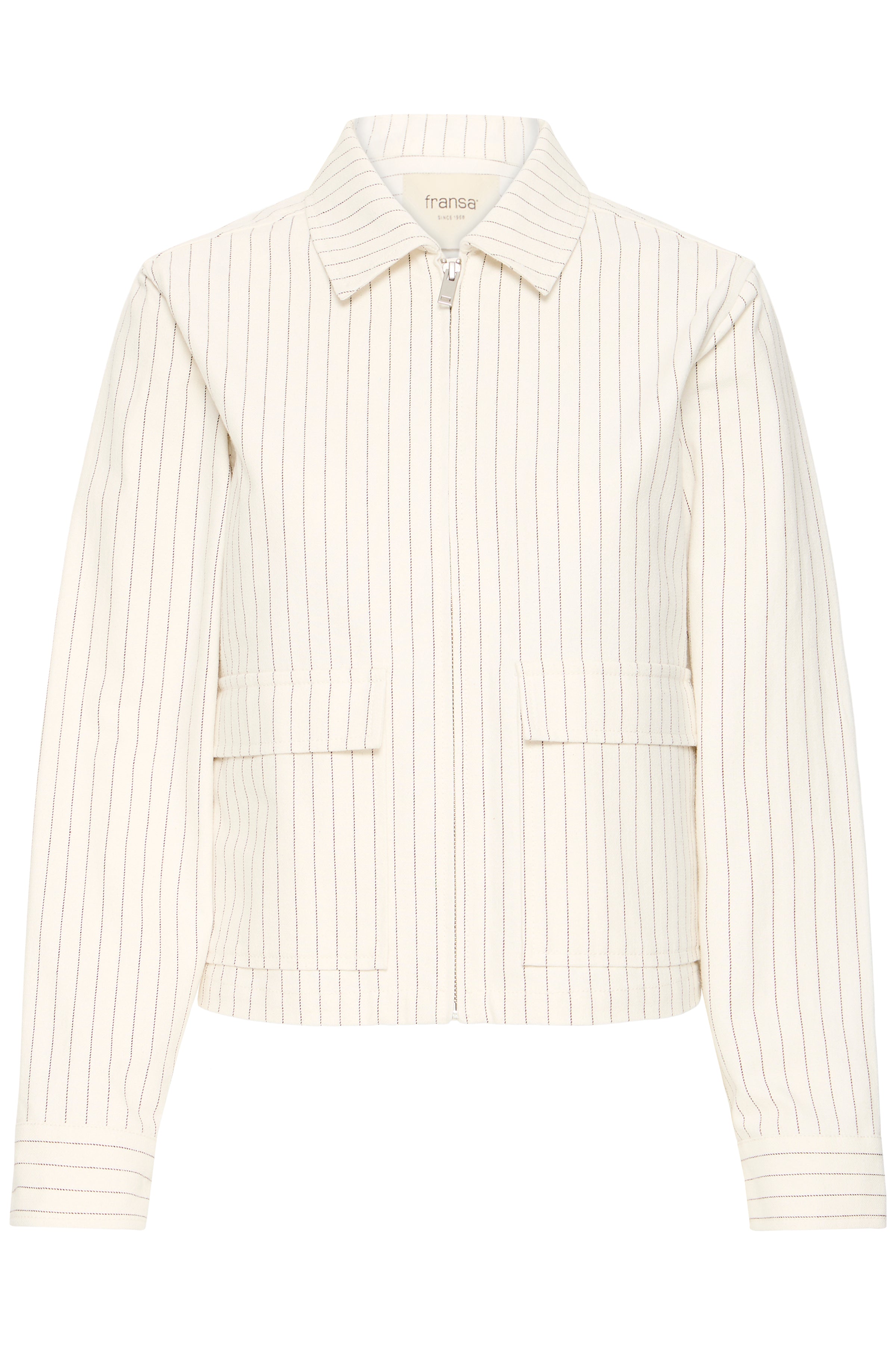 Fransa Inez Boxy Pinstripe Zip Jacket