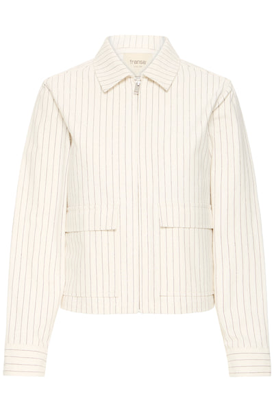 Fransa Inez Boxy Pinstripe Zip Jacket