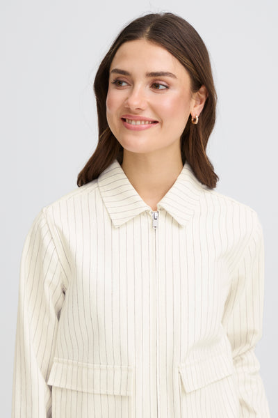 Fransa Inez Boxy Pinstripe Zip Jacket
