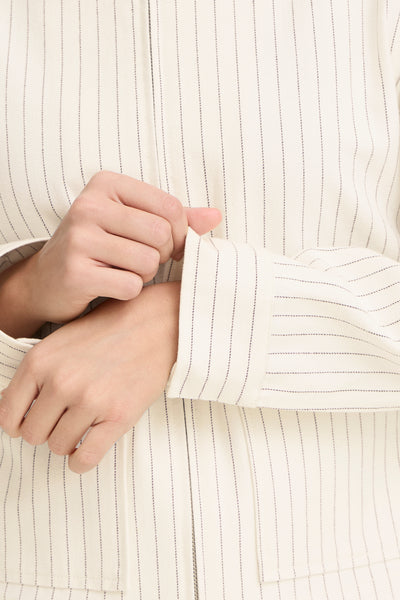 Fransa Inez Boxy Pinstripe Zip Jacket