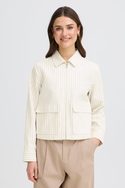 Fransa Inez Boxy Pinstripe Zip Jacket