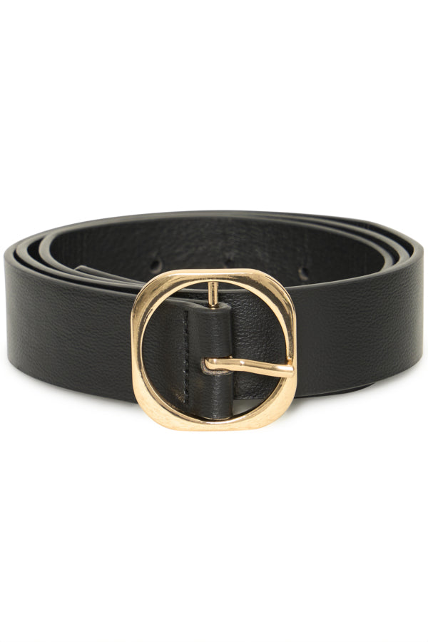 Fransa Clara Faux Leather Square Buckle Belt - Black