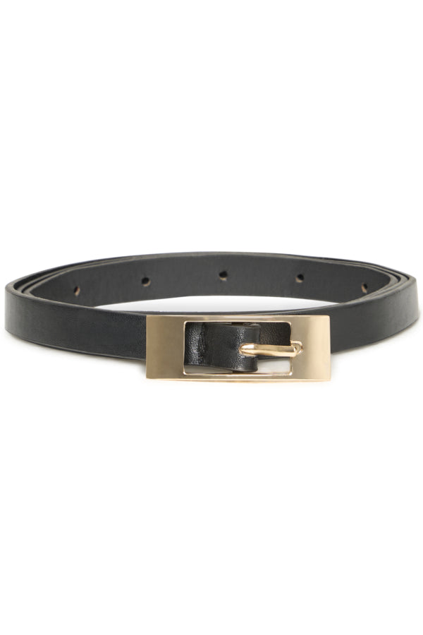 Fransa Lora Slim Gold Buckle Belt - Black