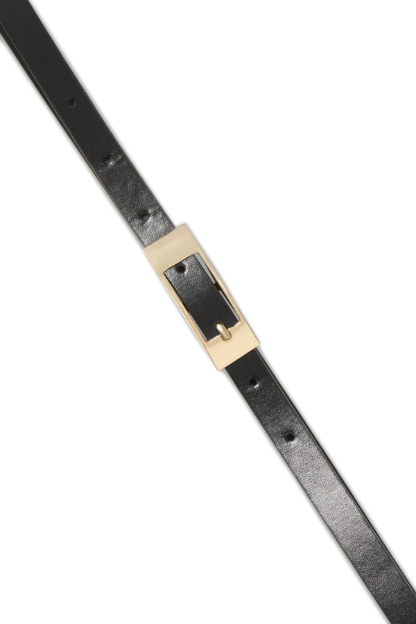 Fransa Lora Slim Gold Buckle Belt - Black
