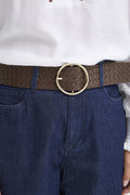 Fransa Lori Woven Faux Leather Belt - Chocolate Brown