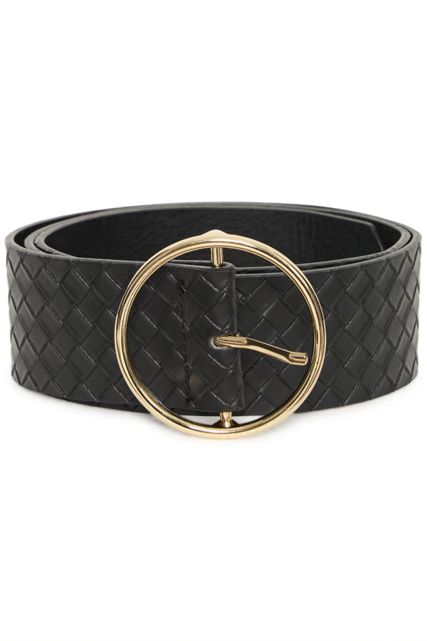 Fransa Lori Woven Faux Leather Belt - Black