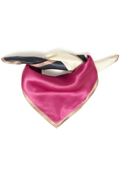 Fransa Silla Square Print Silk Tie Neck Scarf - Pink