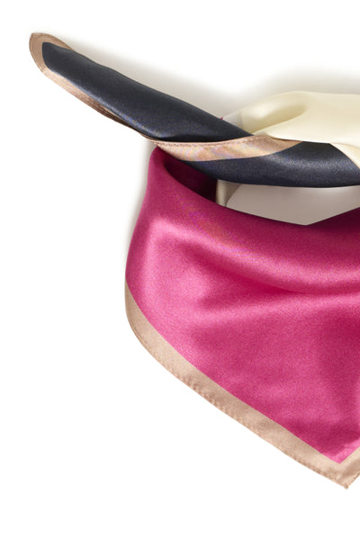Fransa Silla Square Print Silk Tie Neck Scarf - Pink