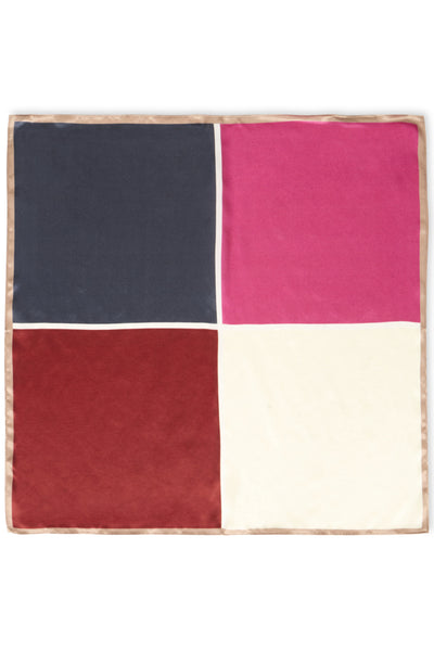 Fransa Silla Square Print Silk Tie Neck Scarf - Pink