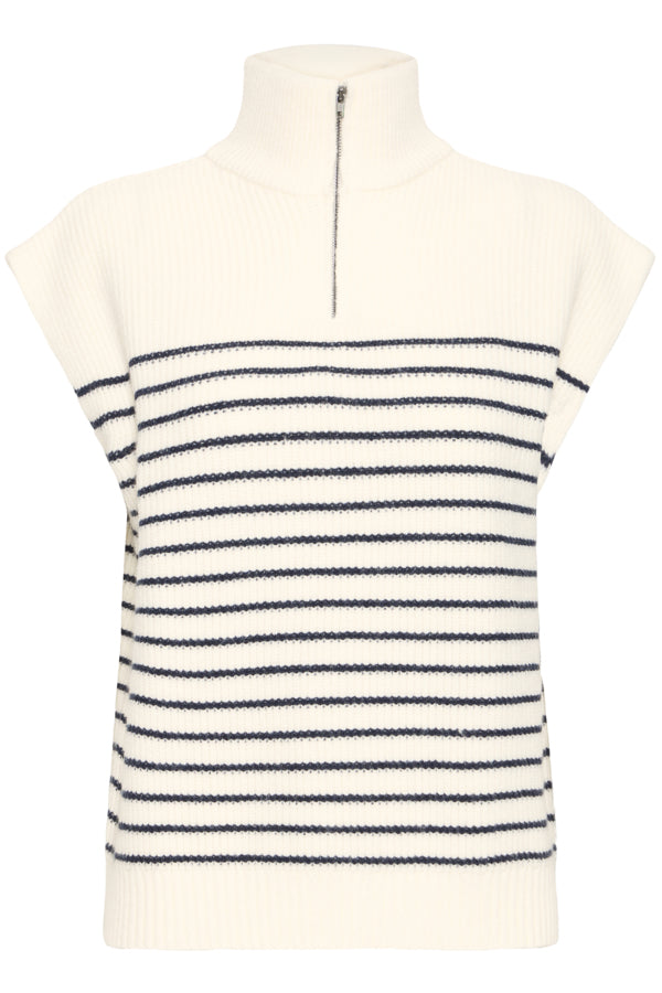 Fransa Vinna 1/4 Zip Stripe Sleeveless Knit