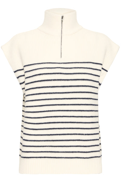 Fransa Vinna 1/4 Zip Stripe Sleeveless Knit