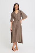 Fransa Laya Spot Print Button Front Midi Dress