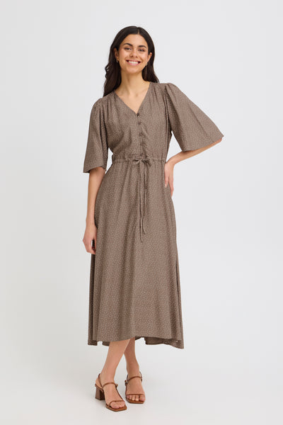 Fransa Laya Spot Print Button Front Midi Dress