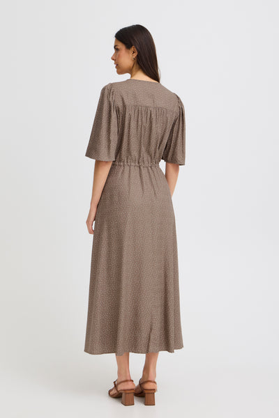 Fransa Laya Spot Print Button Front Midi Dress