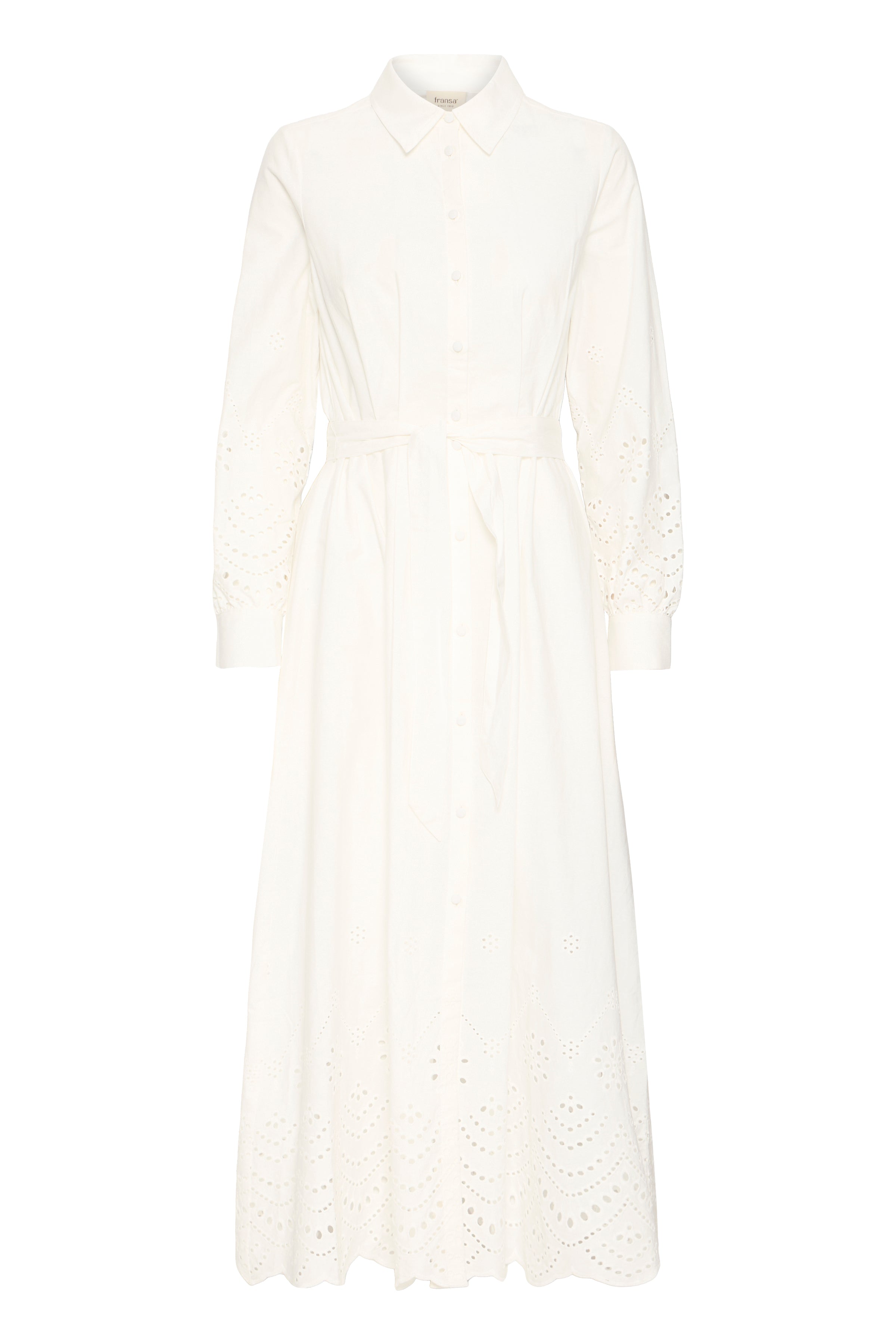 Fransa Glinda Broderie Anglaise Midi Shirt Dress