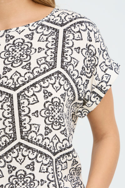 Fransa Oline Boho Print Short Sleeve Top