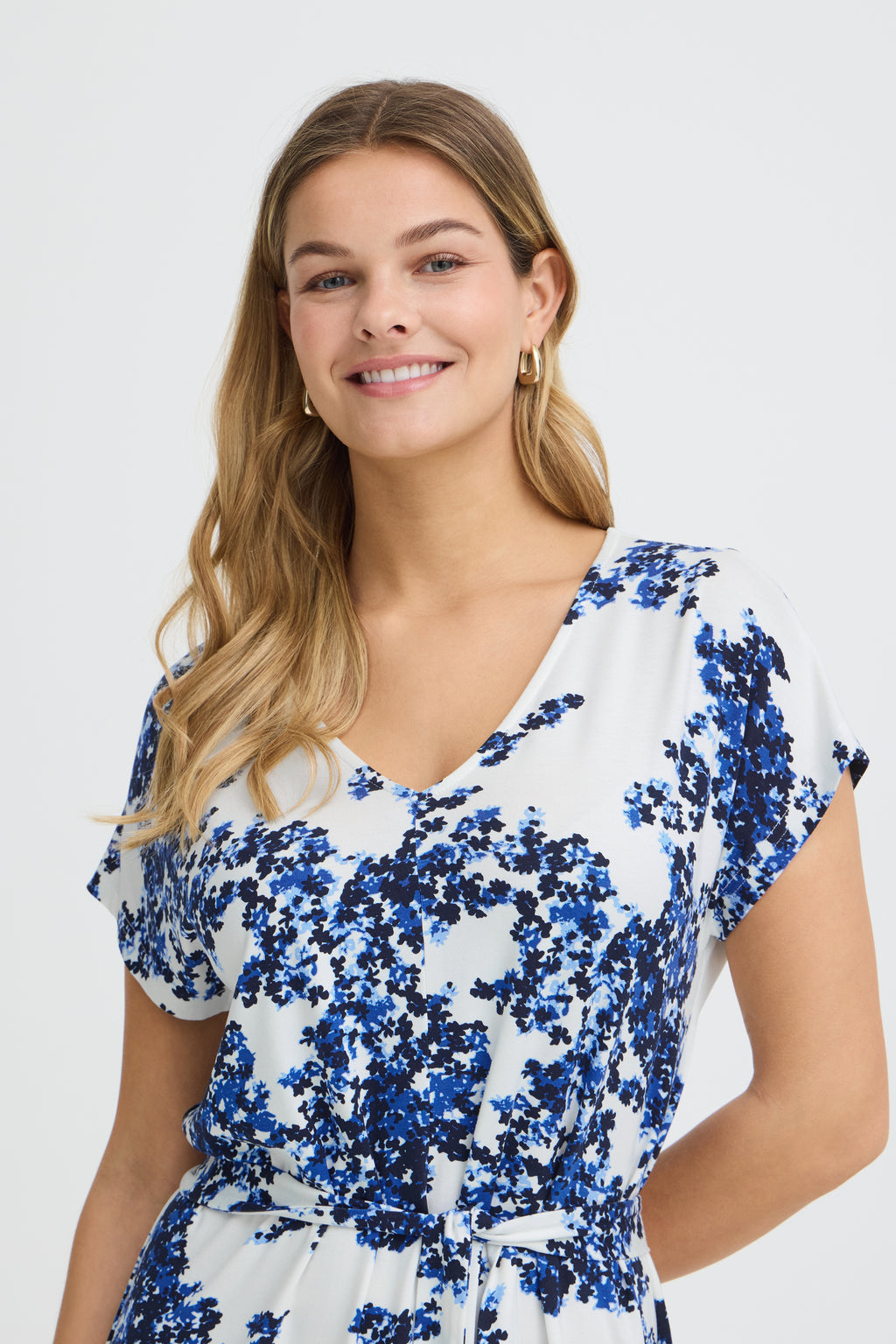 Fransa Amy Floral Pattern Tie Waist Dress