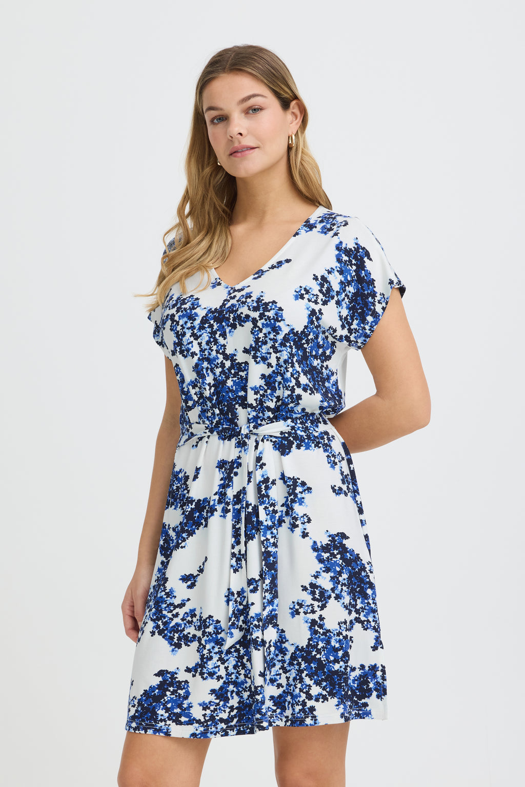 Fransa Amy Floral Pattern Tie Waist Dress