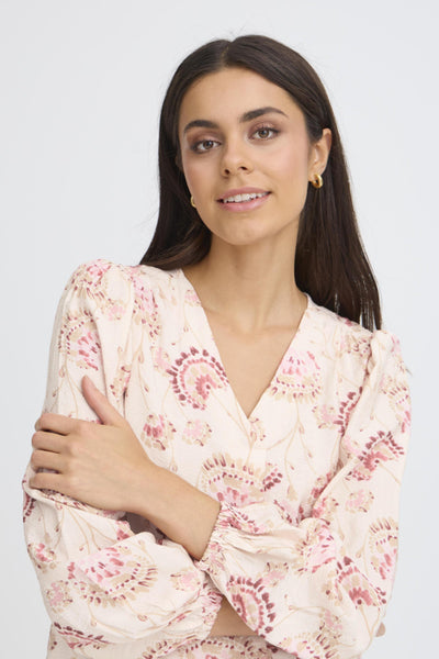 Fransa Kalia Floral Print V-Neck Blouse