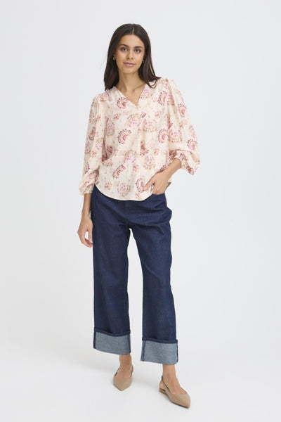 Fransa Kalia Floral Print V-Neck Blouse
